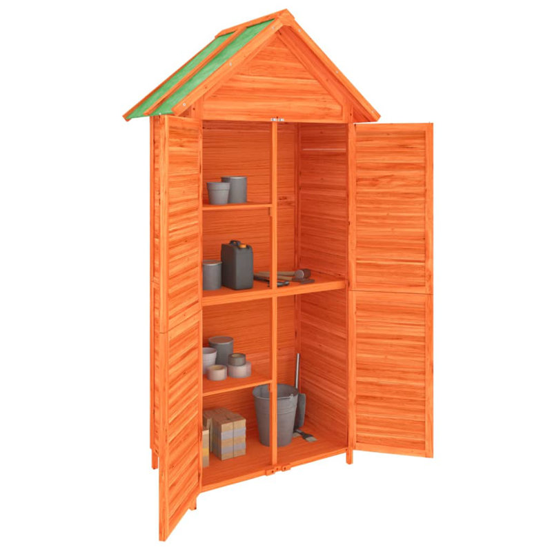 Cacapon 3 ft. W x 1 ft. D Solid Wood Overlap Apex Tool Shed, Brown
