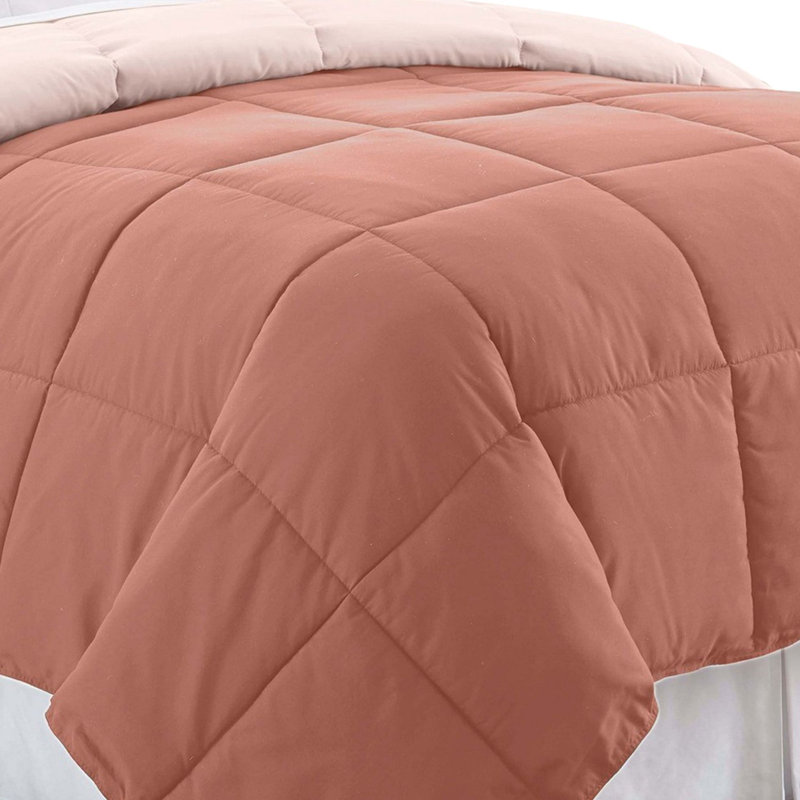 Microfiber Reversible Comforter, Orange, Twin Comforter