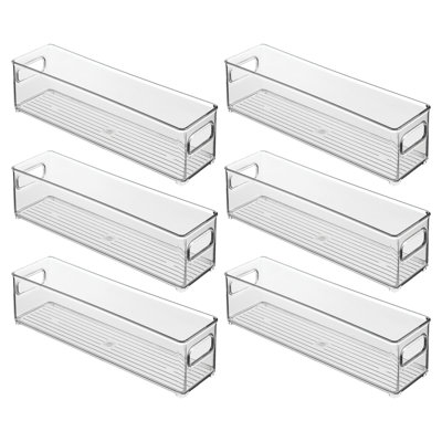 Stackable Fridge Bin with Handles - Kitchen Storage Bin for Cabinets or Pantry