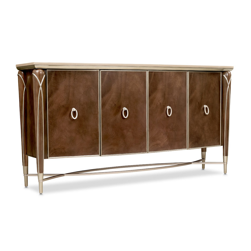Hazelnut Beige Wood and Metal Dining Sideboard