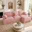 Canapé modulaire en L rose avec repose-pieds et jupes amovibles