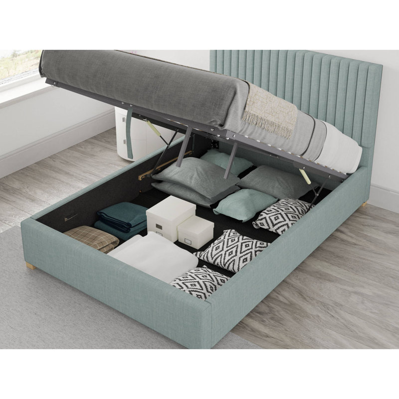 Chevy Upholstered Ottoman Storage Bed, Sky, Super King (6')