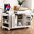 Stylish Kitchen Island Featuring Trash Bin Compartment, 5 Wheels, 3 Drawers, Power Charging Point, White With 10 Can Space, Open Shelves, Outlets, Version-1727987939