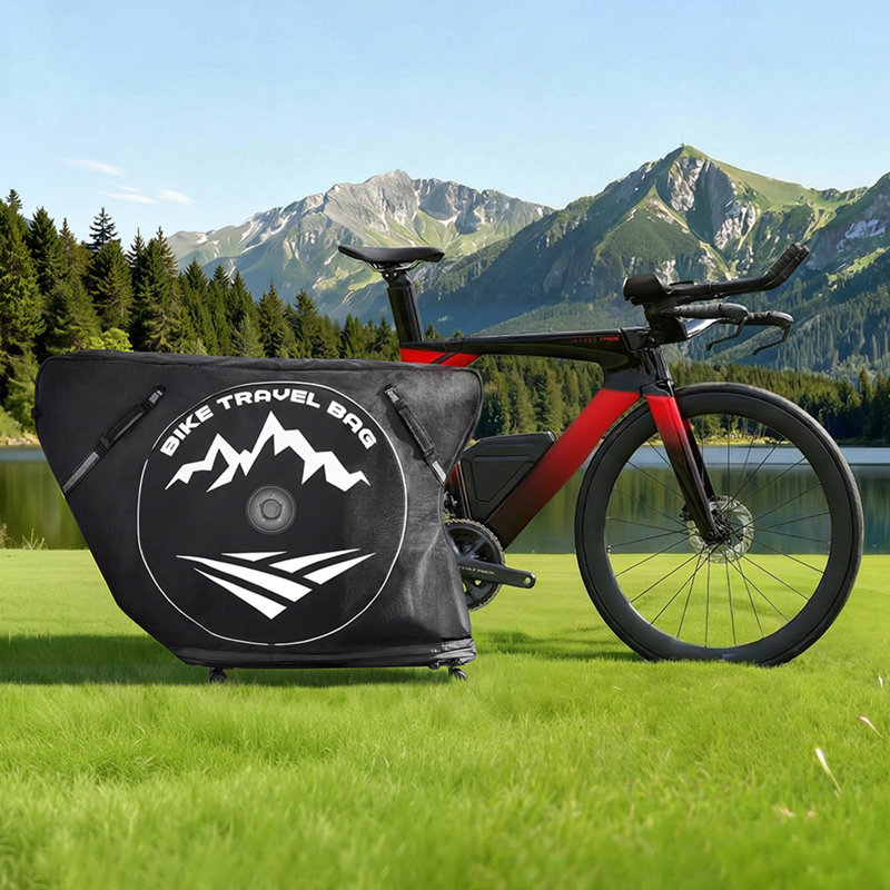 Triathlon Bike Travel Bag, Transport Bicycle Storage Carry Bag with TSA Lock & Dual Zipper, Triathlon Bicycle Case Max. Wheelbase 106 cm for Travel, Outdoor Use, Train Airplane Subway Transport