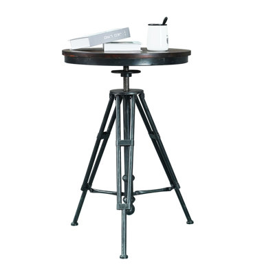 21.6 " Extendable Pine Round Solid Wood Top with Steel Base Dining Table