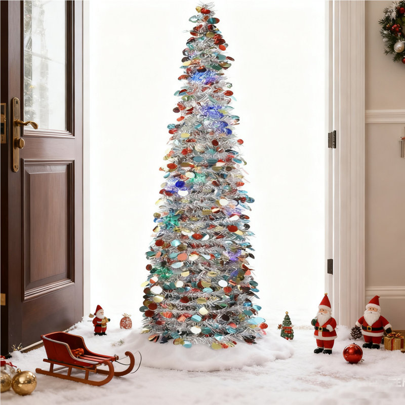Arbre de Noël 5 "Pop Up Tinsel, Argent / rouge / bleu