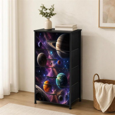 4-Drawer Dresser for Bedroom Vivid Cosmic Scene Planets Colorful Galactic Nebula Small Tall Clothes Dresser for Closet Organizers with Chest of Drawer