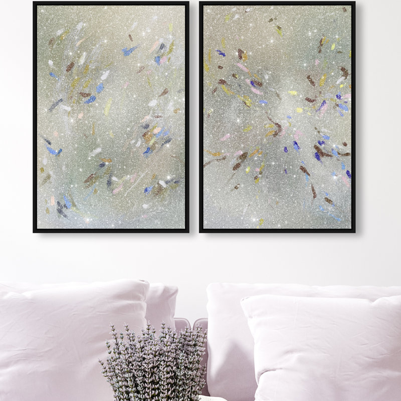 Spontaneous Traces Set Set by Oliver Gal, 50"H x 34"W, Black Floater Frame