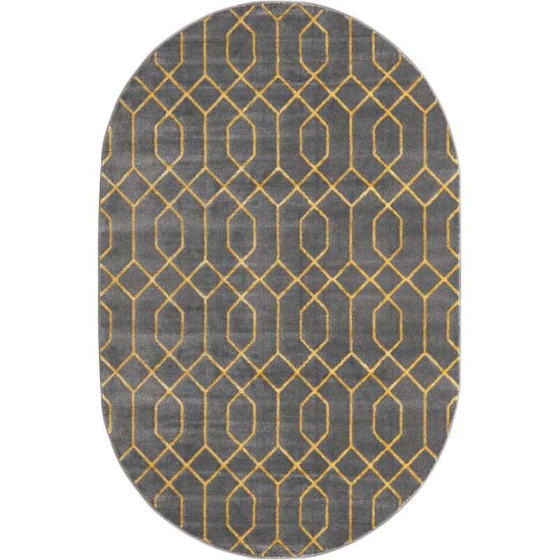 Tapis contemporain Corando couleur pierre, Ovale 5 pi 3 po x 8 pi
