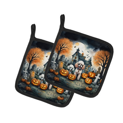Paire de porte-casseroles Poodle Spooky Halloween