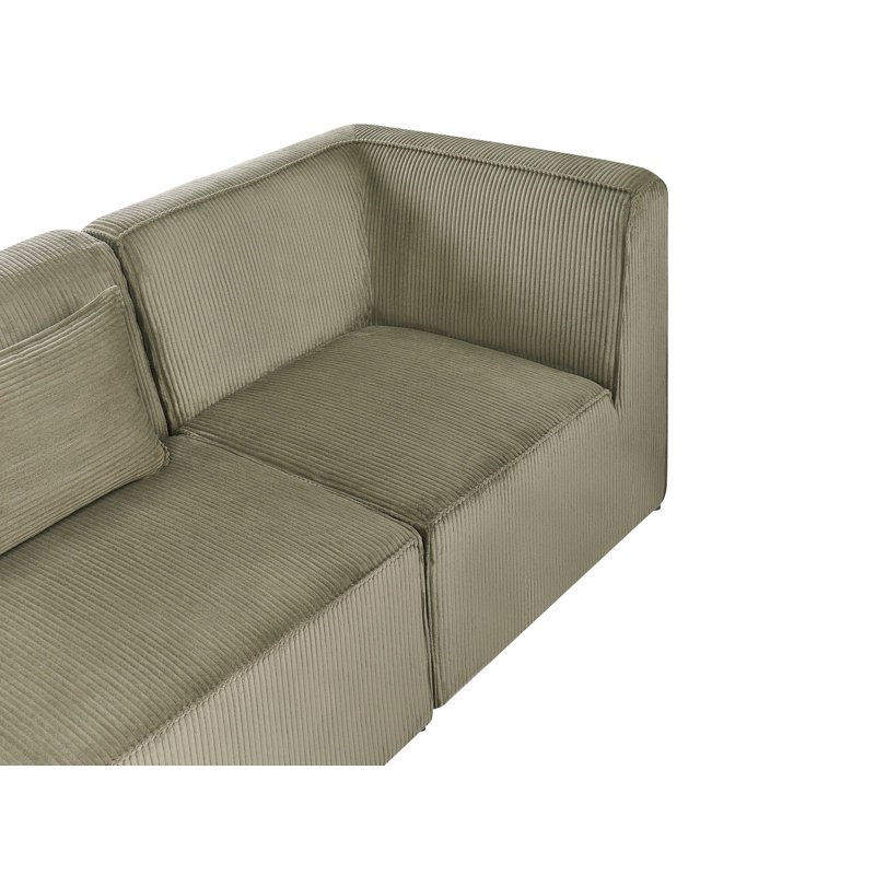 Bertwin 4 Seater Corduroy Corner Sofa, Left Hand Facing, Green 