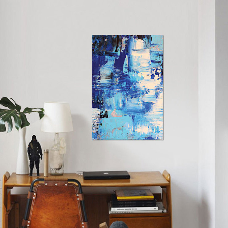 « blue abstract i », impression sur toile, H 40 po x l 26 po x P 1,5 po, Pas de tapis, Toile tendue