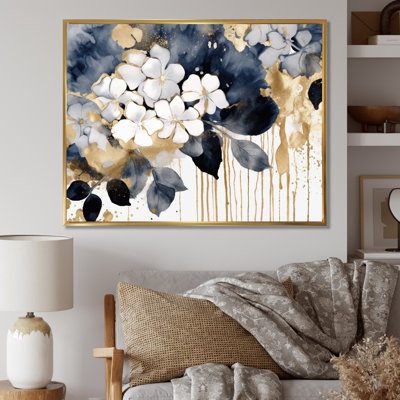 White Gold Hydrangea Blooms Heaven I - Floral Framed Prints