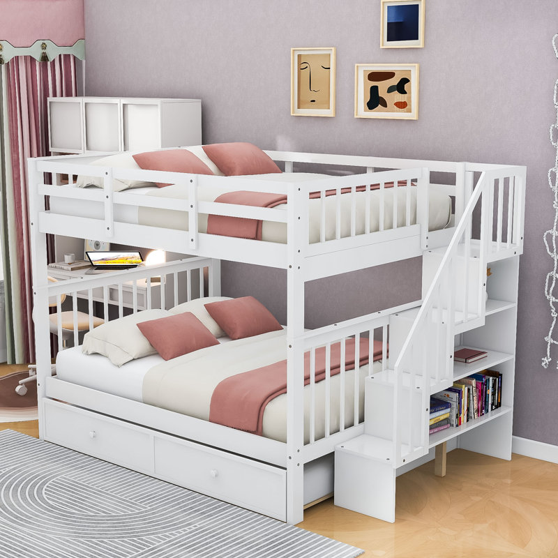 Eliga Full Over Full Standard Bunk Bed with Trundle, White