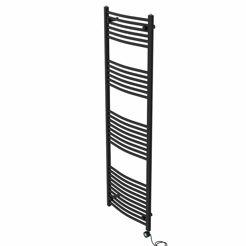 Curved Towel Rail Heated Towel Rails, Black, 180cm H x 60cm W x 5.6cm D