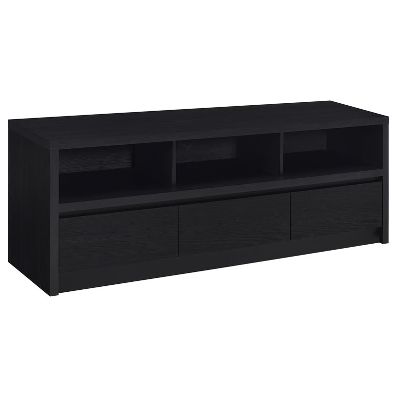 Rutland 3-Drawer TV Stand Media Console Black, 22"H x 59"L x 15.5"W