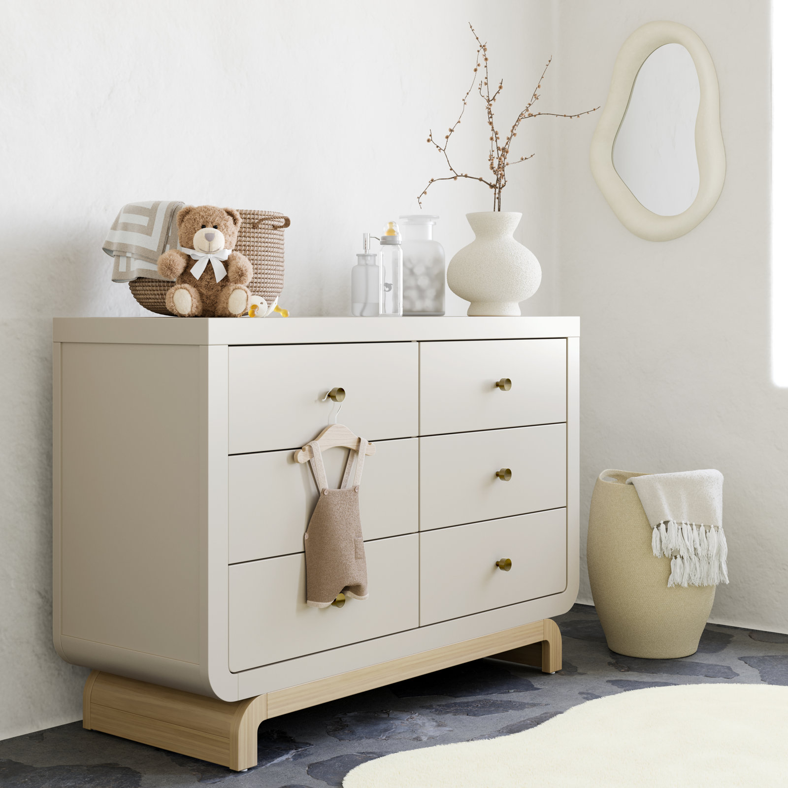 Santorini 6 Drawer Dresser, Frosted Oat/Driftwood