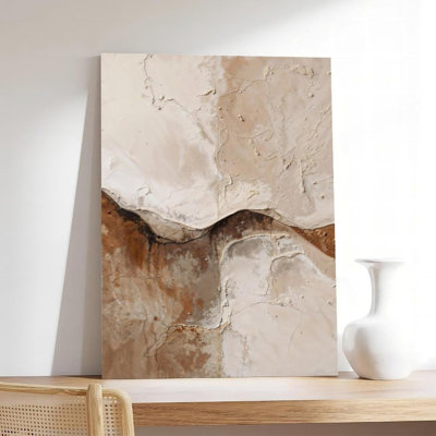 Textured Earth Tone Abstract Canvas Wall Art, Neutral Boho Print Wall Décor 30" H x 20" W