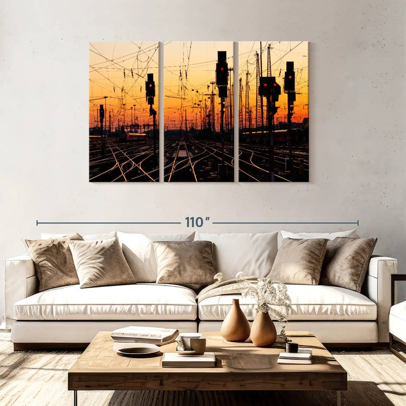 Lilie Train Tracks At Sunset, 48" H x 74" W