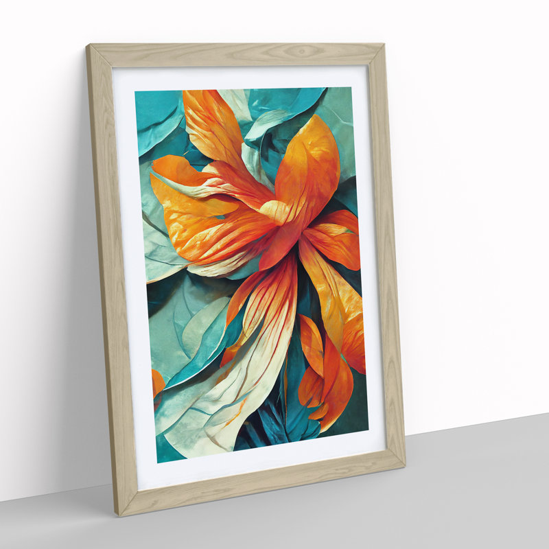 Flowers Abstract Art No.4 - Framed Print, 46cm H x 34cm W, Oak