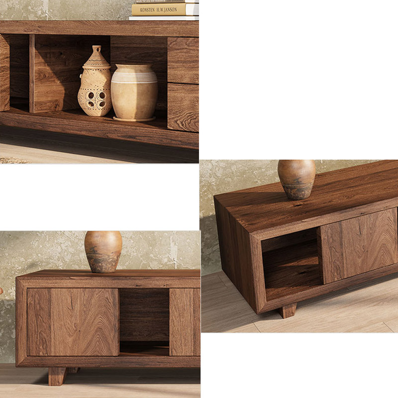 Meuble télé de salon en bois massif de style simple, 70.87"