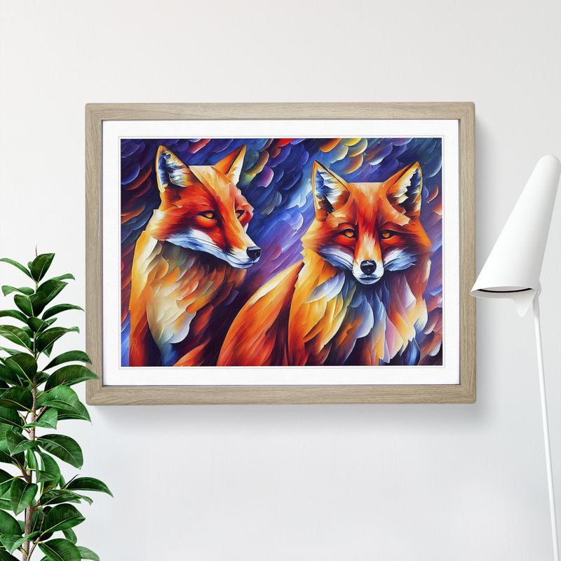 Fox Vol.6 Abstract - Single Picture Frame Painting, 46cm H x 64cm W x 2cm D, Oak Framed