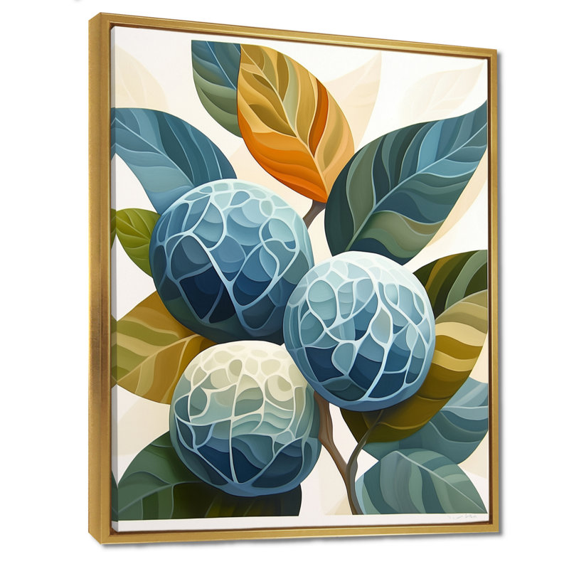 «Limes in Summer Light», art mural sur toile encadré botanique, Cadre flottant doré, H 32 po x l 16 po