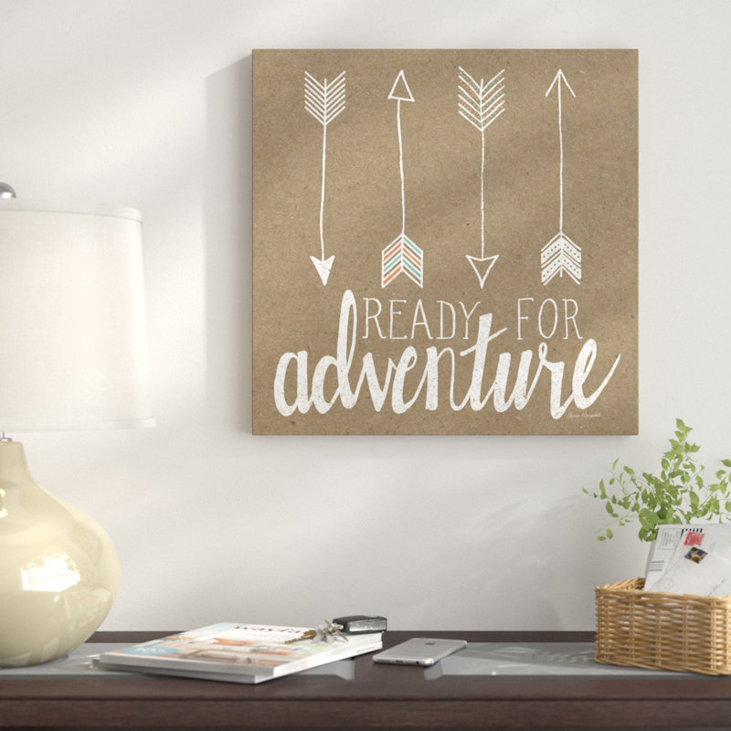 «Ready For Adventure», art textuel sur toile tendue, H 26 po x l 26 po x P 1,5 po, Toile tendue, Pas de tapis