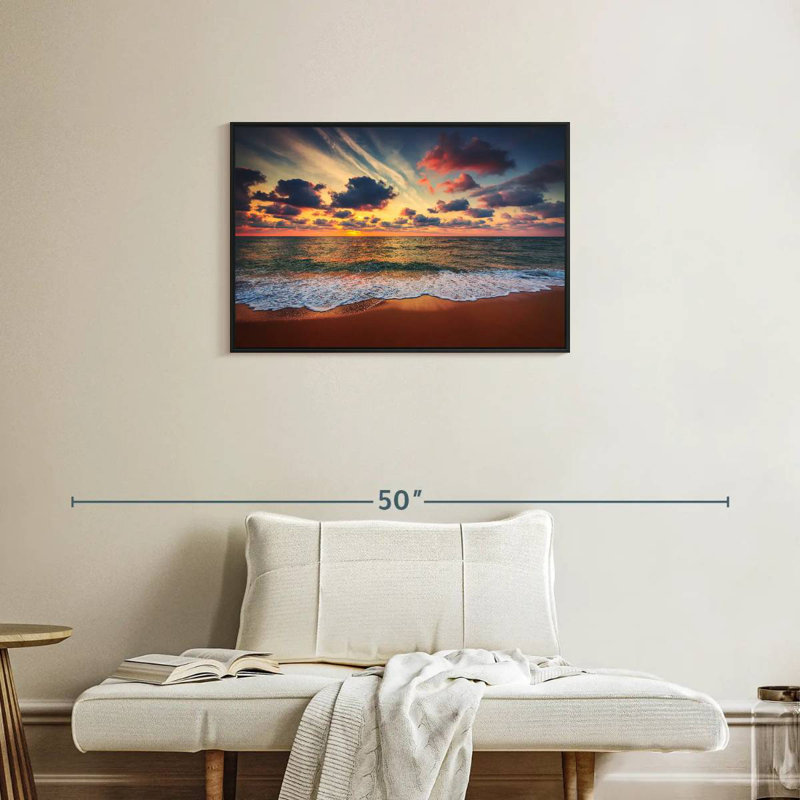 Coucher de soleil d'été, Cadre flottant noir, 31 po x 21 po