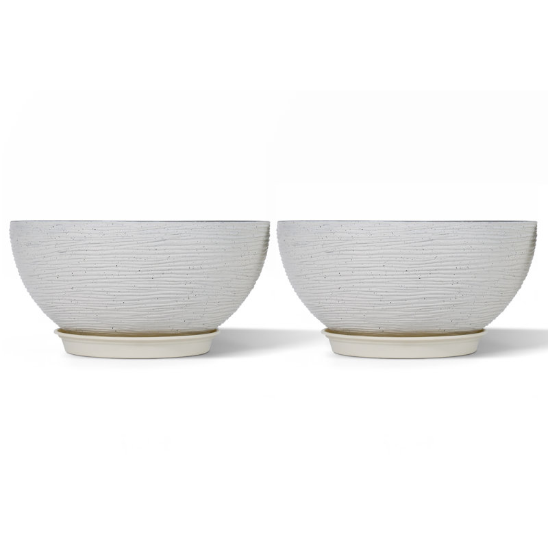Set of 2 Modern Minimalist Plastic Outdoor Planter with Drainage Function, White