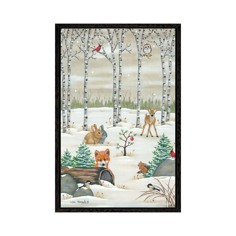 Woodland Critters by Lisa Kennedy - Wrapped Canvas Print, 66.04 cm H x 45.72 cm W, Black Framed