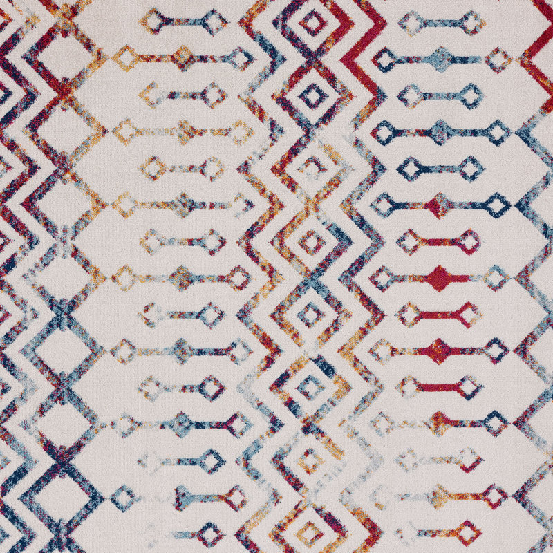 Alvarenga Power Loom Cream/Multicolor Area Rug, Round 5'3"