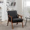 Siège d'appoint de salon, similicuir noir, intérieur en microfibre, base en cuir massif pour la maison, rembourrage, base très confortable