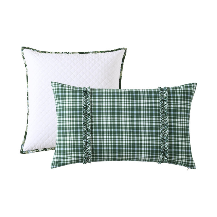 Bramble Floral Green Cotton Reversible Quilt Set