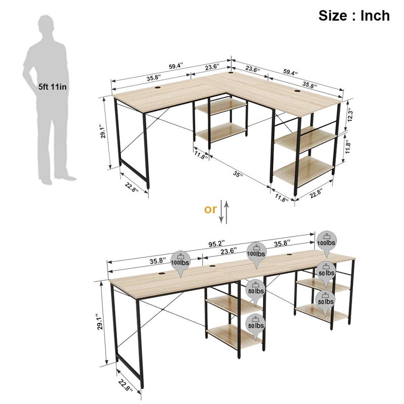 Bureau de jeu en L Tyrique réversible