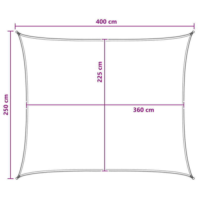 Vidaxl Sunshade Sail Canopy Screen Balcony Awning Canopy HDPE Rectangular, 2.5m W x 4m L, Grey/White