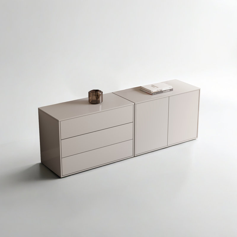 62.98 Inch Modern Combination Storage Cabinet With Push-to-open Drawers And Double Doors (Set of 2)