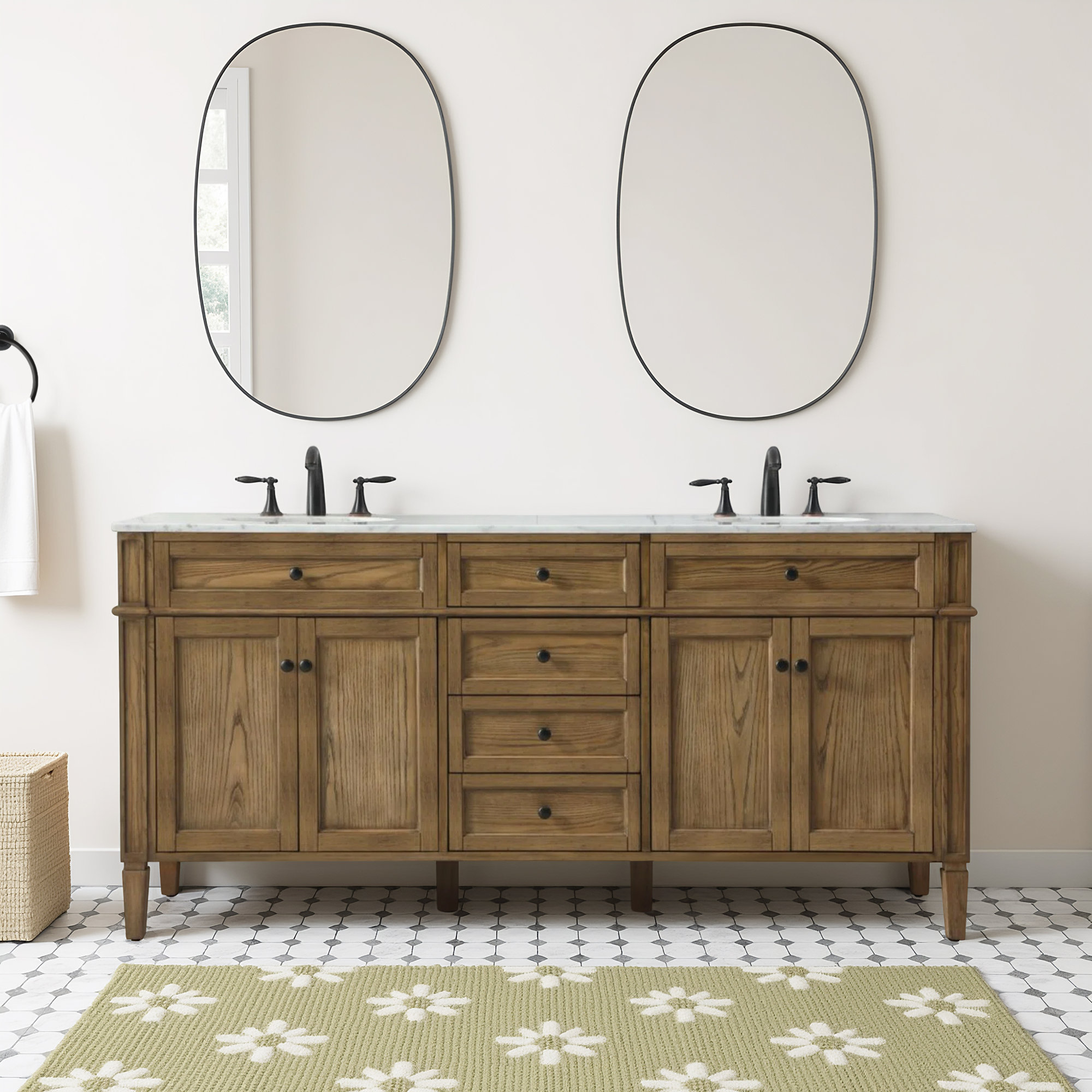 Rivers 72'' Double Bathroom Vanity, Driftwood