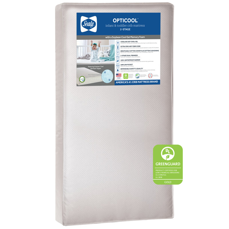 Sealy OptiCool Dual Firm Gel Memory Foam Crib Mattress