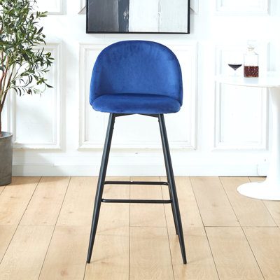 Tabouret de bar, ensemble de 2, tabouret de bar moderne en velours, tabouret de bar avec dossier, pieds et repose-pieds robustes en métal, assemblage facile, tabouret de bar pour îlot de cuisine