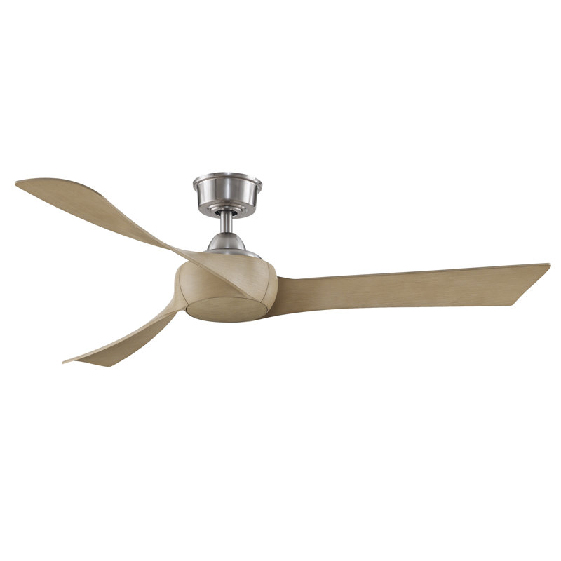 Wrap Custom 56 inch Indoor/Outdoor Ceiling Fan - Brushed Nickel with Natural blades, Brushed Nickel, Natural