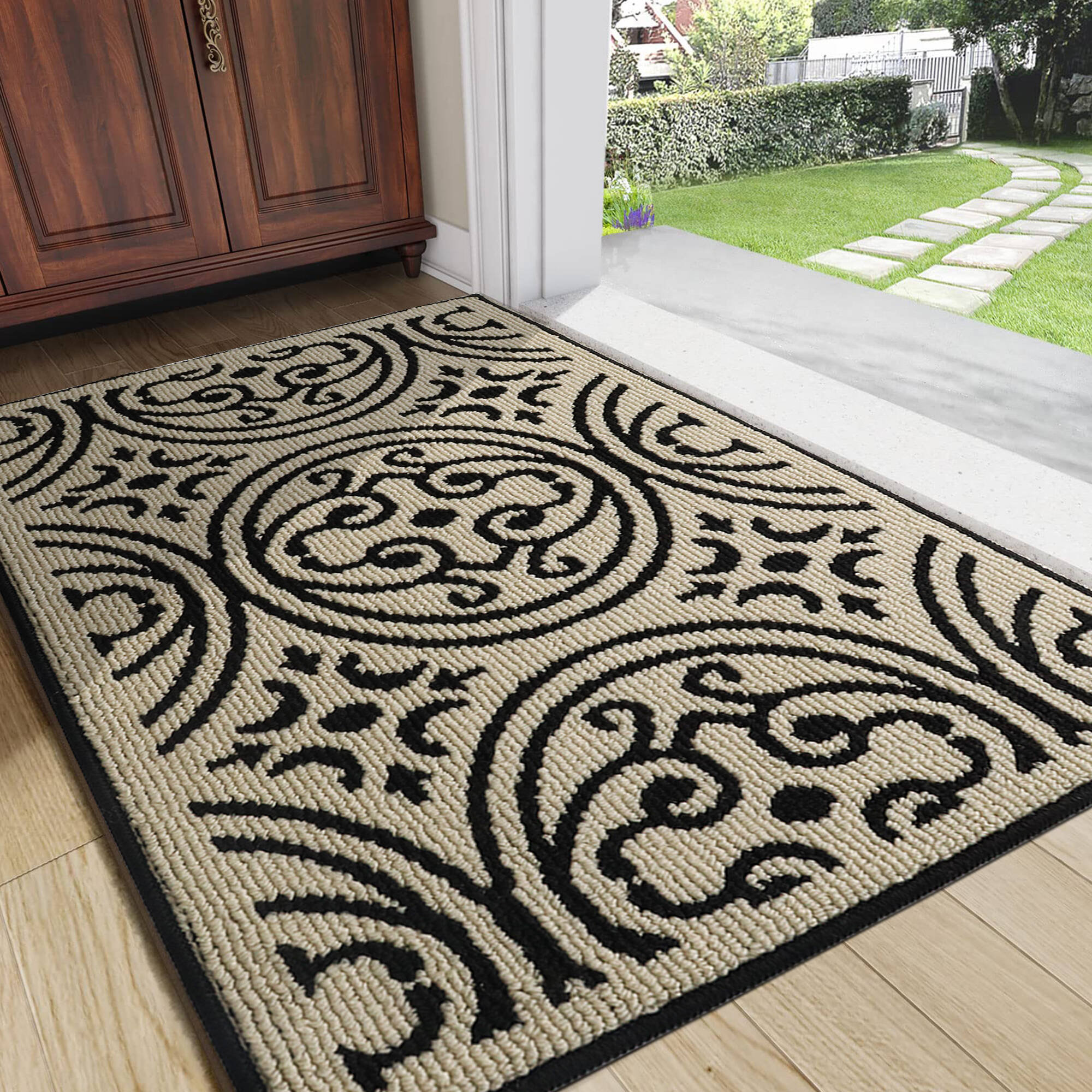 Door Mat Entryway Rug Indoor Outdoor 20X31.5 Front Back Door Mat Non-Slip Entrance  Rug Absorbent Resist Dirt Low-Profile Inside Floor Mats for Patio Garage  Machine Washable 