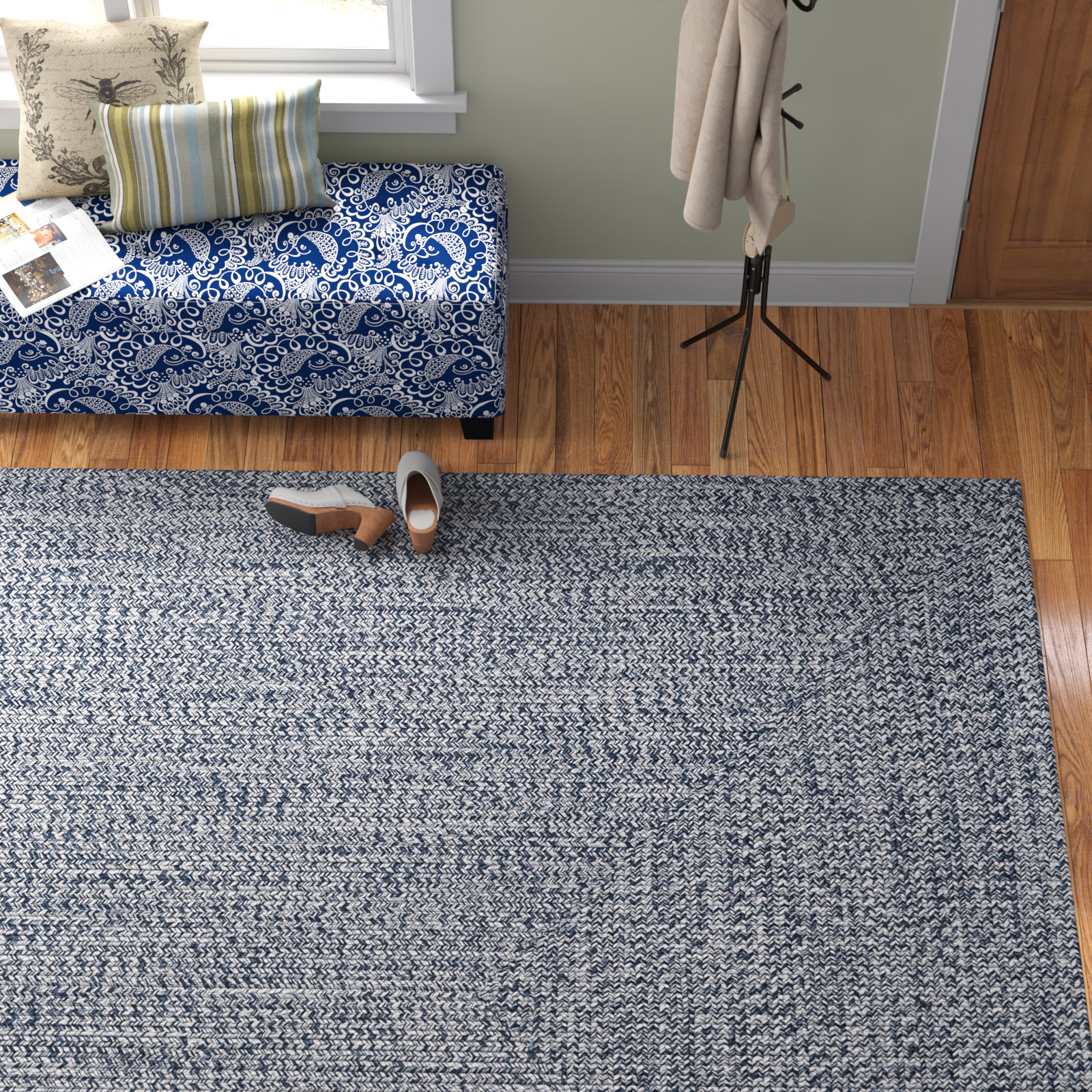 Amei Blue Hand-Braided Outdoor Rug, Rectangle 8'6" x 11'6"