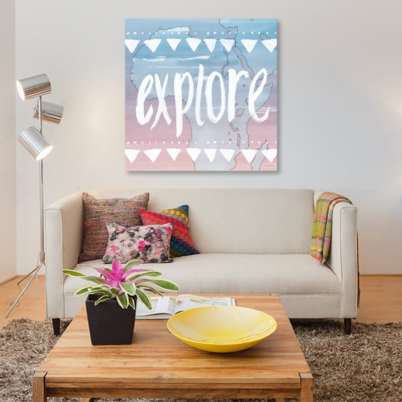 «World Traveller Series: Explore», art textuel sur toile, H 48 po x l 48 po x P 1,5 po, Toile tendue, Pas de tapis