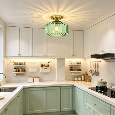 9.84-in Semi Flush Mount Ceiling Light Brushed Gold