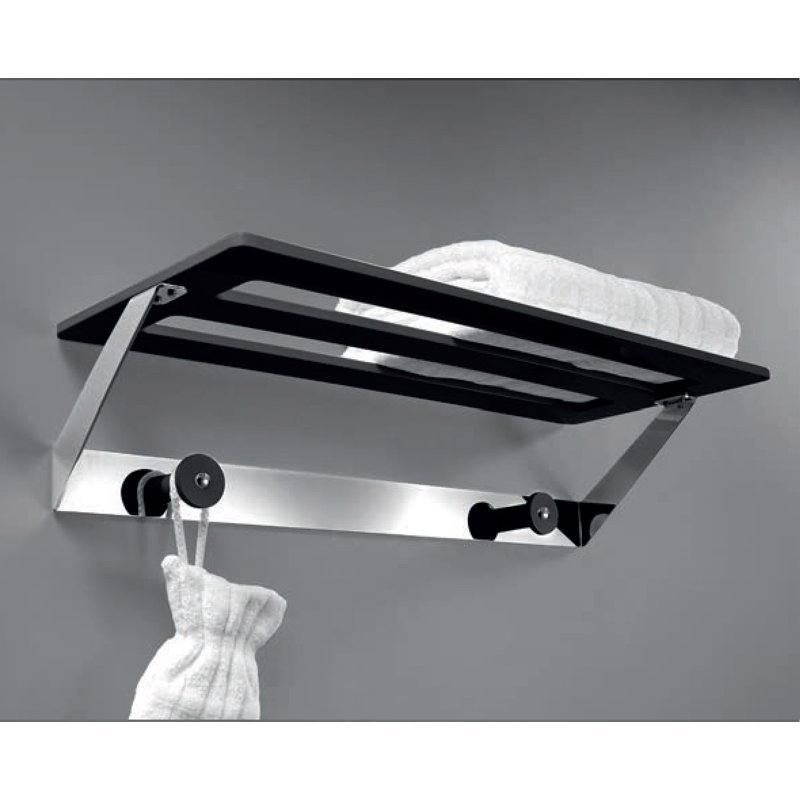 Porte-serviettes mural, Chrome / bois noir