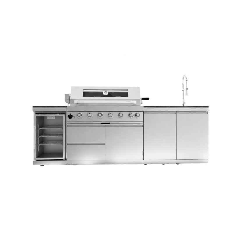 Îlot de barbecue au gaz naturel à 6 brûleurs de 101 pouces SC2404A avec fabrication en acier inoxydable et sortie 85 000 BTU
