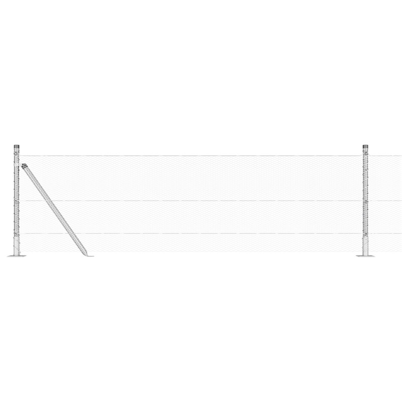 Hexagon Fence Galvanised Steel, Silver, 40cm H x 2500cm W