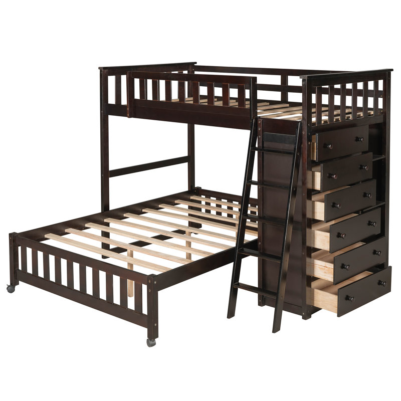 Lit superposé simple au dessus d'un lit double Emree Kids, Espresso