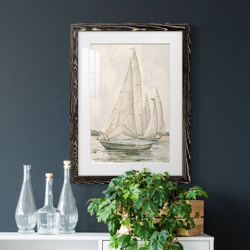 " Sail Scribble II " Painting Print, Black Framed, 37.5" H x 27.5" W x 1" D